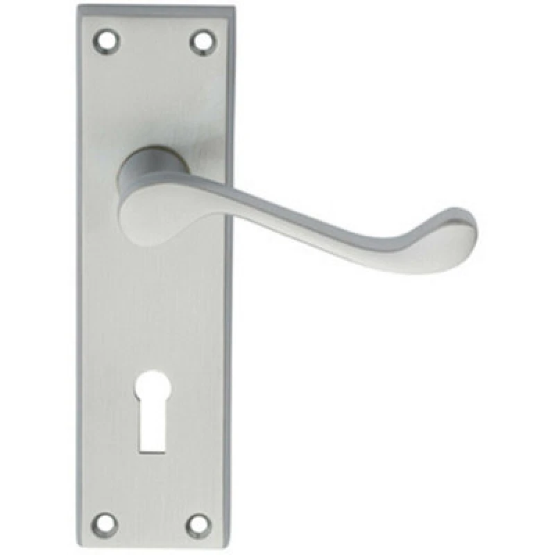 Image of Loops PAIR Victorian Scroll Handle on Lock Backplate 150 x 43mm Satin Chrome Multi