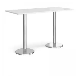 Image of Pisa rectangular poseur table with round chrome bases 1800mm x 800mm -