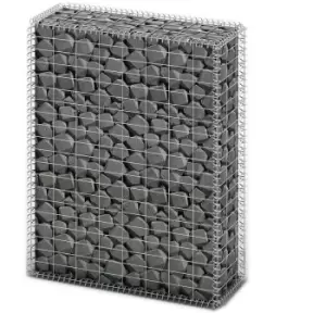 Image of Gabion Basket with Lids Galvanised Wire 100 x 80 x 30cm Vidaxl Silver