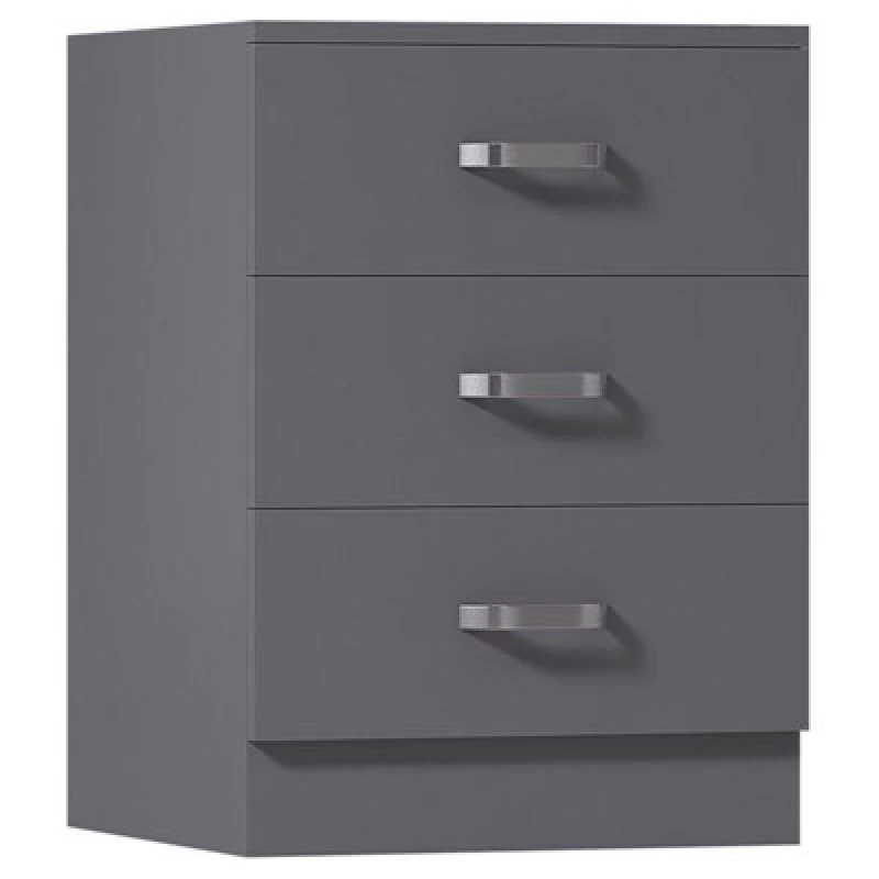 Image of FWStyle FWStyle Grey 3 Drawer Chest Of Drawers Metal Handles Scratch Resistant Grey One Size Unisex 5056413127822