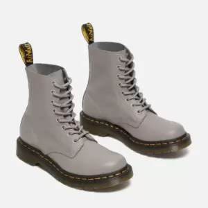 Image of Dr. Martens Womens 1460 Pascal Virginia Leather 8-Eye Boots - Zinc Grey - UK 5