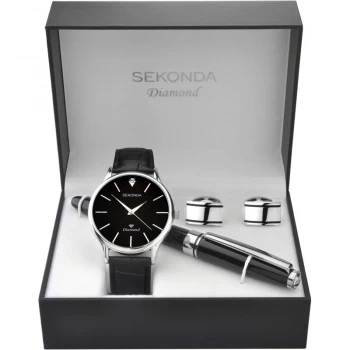 Image of Black Sekonda Gents 4 Piece Gift Set' Watch - 1222G