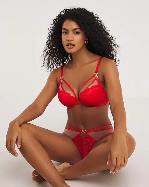 Image of Ann Summers Ann Summers Lovers Lace Plunge Bra RED Female 32E LO14122
