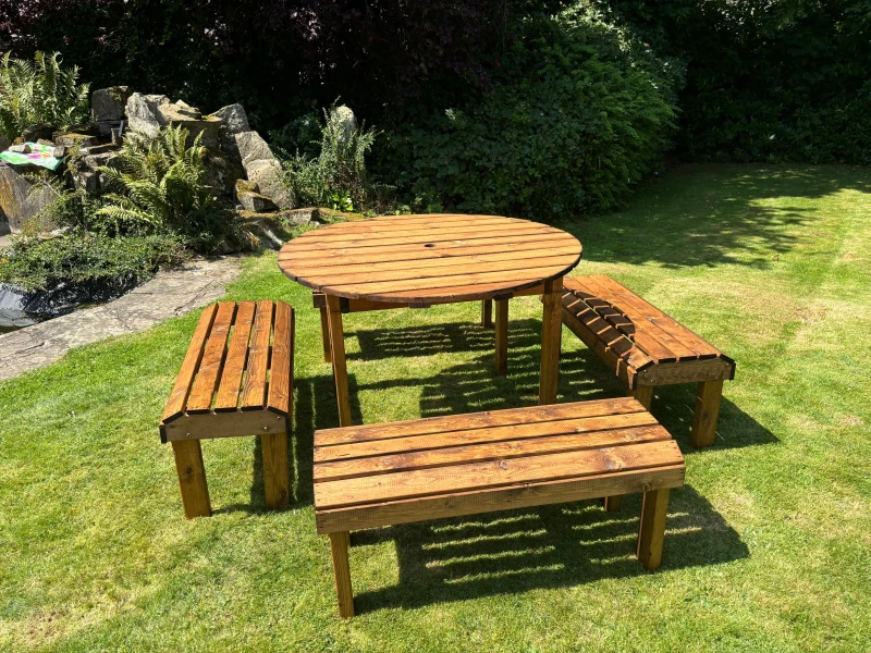 Image of Charles Taylor Trading Knights Eight Seater Round Table Set Brown