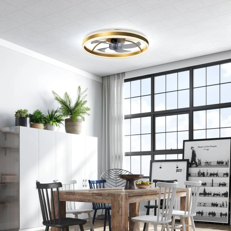 Image of HOMCOM Ceiling Fan with Light & Remote, 3 Colour Temperatures, 50cm in Gold Gold Unisex