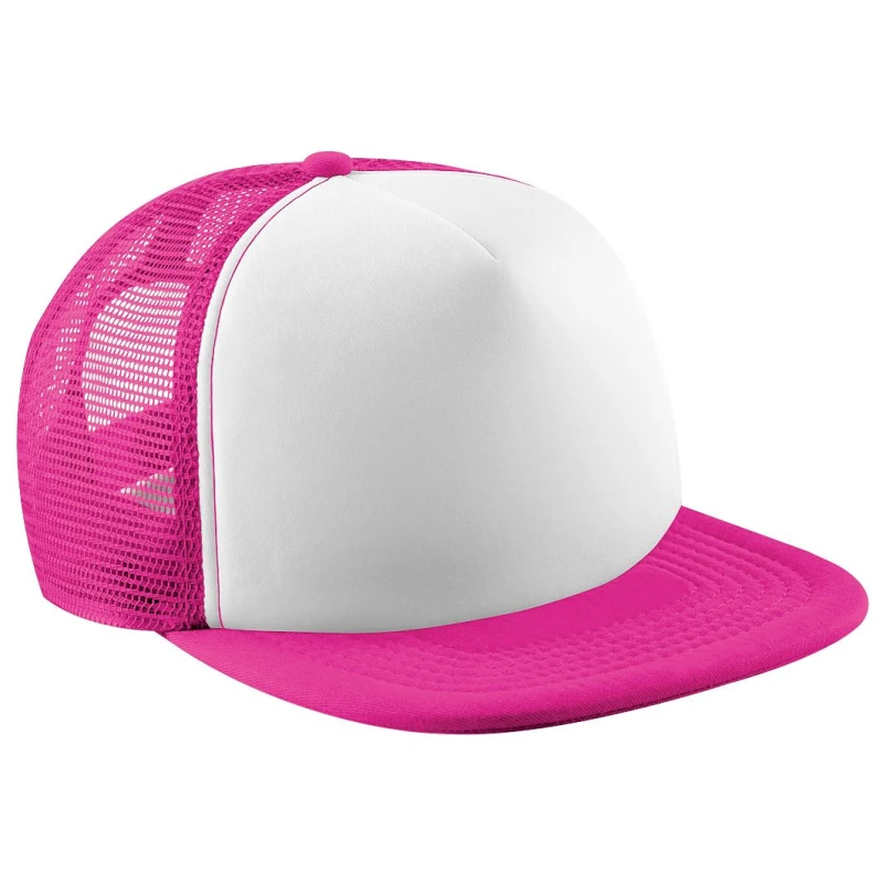 Image of Beechfield Vintage Snapback Mesh Trucker Cap in Fuchsia Fuchsia Unisex One Size