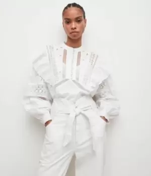 Image of AllSaints Womens Prim Broderie Top, White, Size: 10