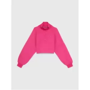 Image of Tommy Hilfiger Half Zip Mock Neck Sweatshirt - Pink