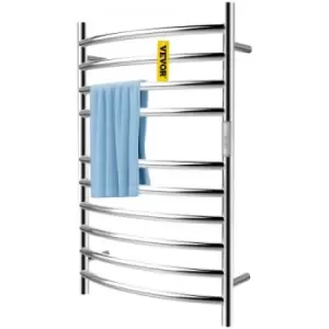 Image of VEVOR Heated Towel Rack, 10 Bars Curved Design, Mirror Polished Stainless Steel Electric Towel Warmer with Built-In Timer, Wall-Mounted for Bathroom,