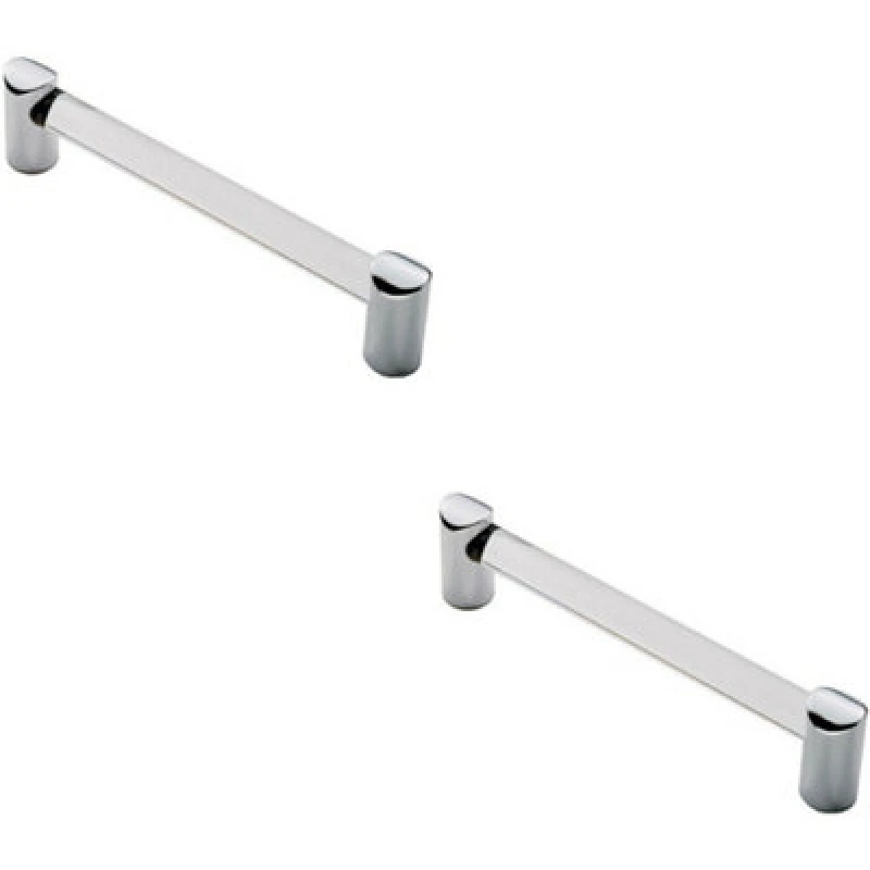 Image of Loops 2x Round Tube Pull Handle 180 x 16mm 160mm Fixing Centres Clear & Chrome Multi unisex
