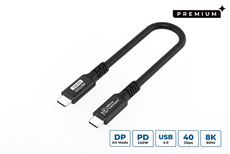 Image of Microconnect USB4CC015-240W USB cable USB4 Gen 3x2 0.15 m USB C Black