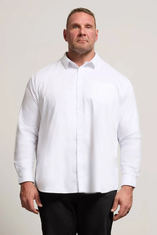 Image of BadRhino BadRhino Men Stretch Long Sleeve Shirt in White Size: 4X-Large White 4XL Male 5063589758644