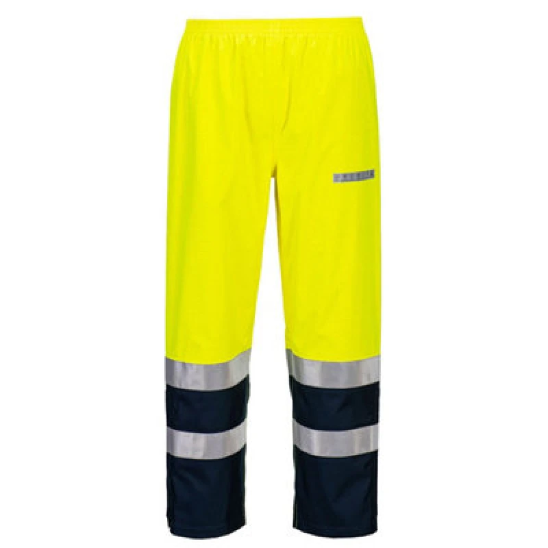 Image of Bizflame Rain Hi Vis Waterproof Light Arc Trousers FR410YNRM Colour: Yellow / Navy