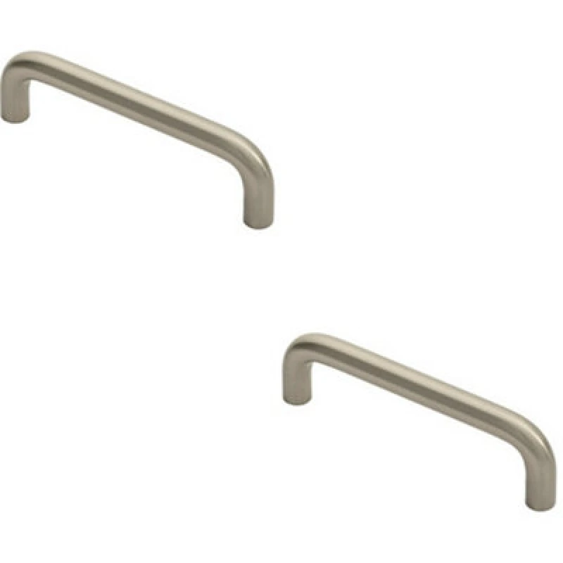 Image of Loops 2x Round D Bar Cabinet Pull Handle 106 x 10mm 96mm Fixing Centres Satin Nickel Metallics unisex