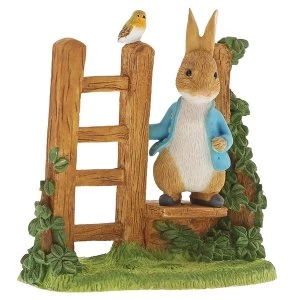 Image of Peter Rabbit on Wooden Stile Figurine