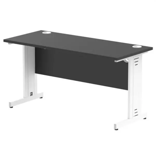 Image of Impulse Impulse 1400 x 600mm Straight Office Desk Black Top White Cable Managed Leg IRDW146WBLK