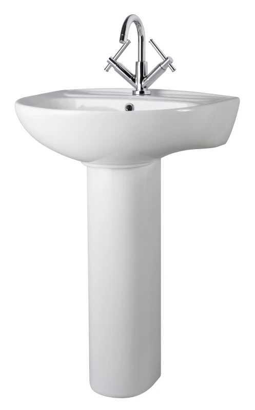 Image of Balterley Round Ceramic 1 Tap Hole Basin Full Pedestal 550mm White