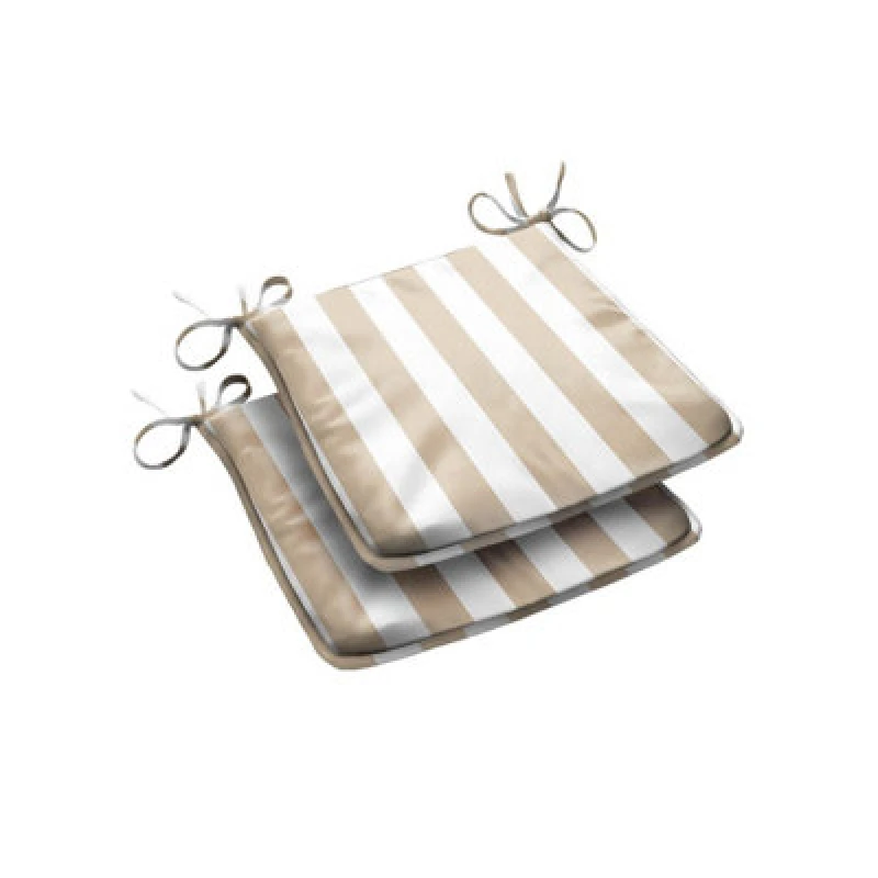Image of Luxury Living Wide Striped Outdoor Tapezoid Shape Seat Pad Beige