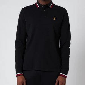Image of Polo Ralph Lauren Mens Basic Mesh Long Sleeve Slim Fit Polo Shirt - Polo Black - S