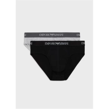 Image of Emporio Armani Underwear 2 Pack Slip Briefs - 97120Tux Blk/Gr