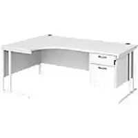 Image of Dams International Left Hand Ergonomic Desk MC18ELP2WHWH 1,800 x 1,200 x 725 x 800 - 990 mm
