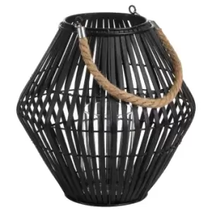 Image of Black Rattan Large Convex Lantern