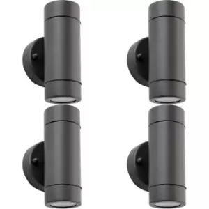 Image of 4 PACK Up & Down Twin Outdoor IP44 Wall Light - 2 x 7W GU10 LED - Anthracite