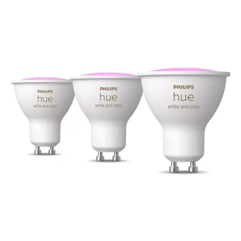 Image of Philips Hue White and Colour Ambience GU10 Smart Bulb - 3 Pack - White