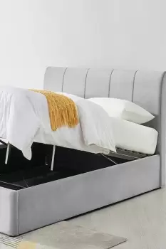 Image of Mayfair Ottoman Silver Grey Velvet Upholstered Bed Frame