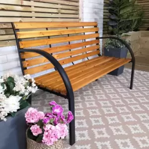 Image of Ambleside 2 Person Outdoor Metal Wooden Garden Patio Bench
