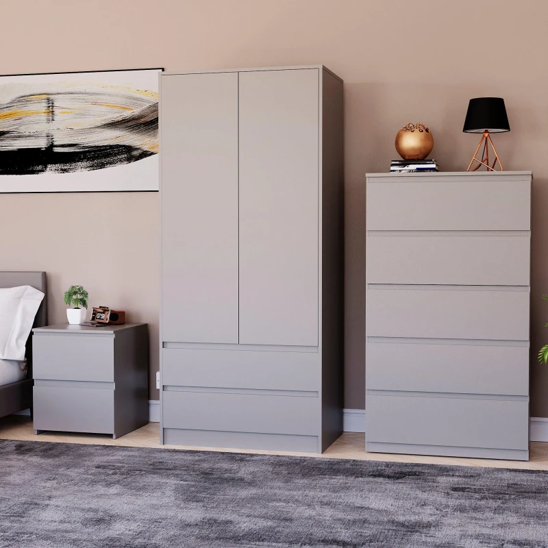 Image of Lassic Vida Designs 3 Piece Denver Bedroom Set 3 Grey unisex One Size