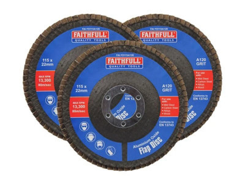 Image of Faithfull Aluminium Oxide Abrasive Flap Disc FAIFD11512A3 Diameter: 115mm