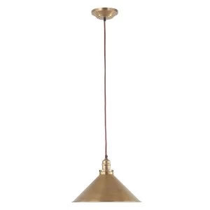 Image of 1 Light Dome Ceiling Pendant Aged Brass, E27