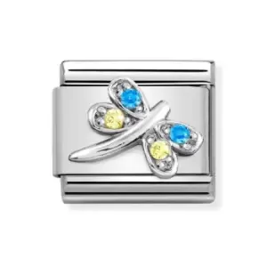 Image of Nomination Classic Silver Blue & Yellow Dragonfly Charm