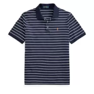 Image of Polo Ralph Lauren Stripe Pima Polo Shirt - Blue