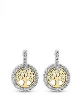 Image of Jon Richard 2 Tone Plate Swarovski Tree Of Life Earring
