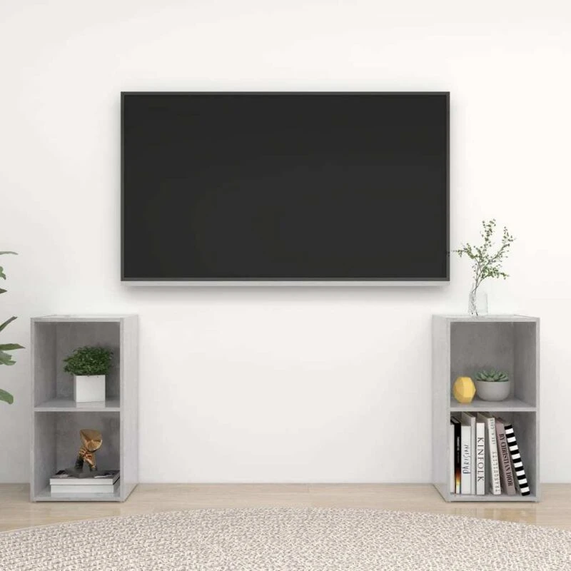 Image of VIDAXL TV Cabinets 2 pcs Concrete Grey 72x35x36.5cm Engineered Wood Vidaxl 8720286592052