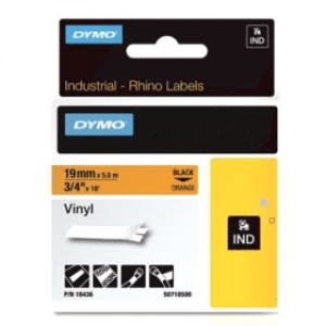 Image of Dymo 18436 Black on Orange Label Tape 19mm x 4.5m