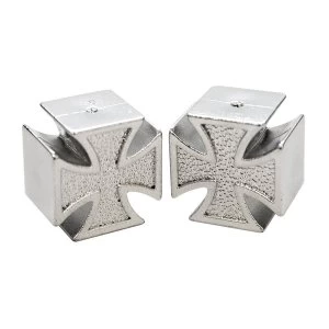 Image of ETC Iron Cross Valve Caps Schraeder Silver