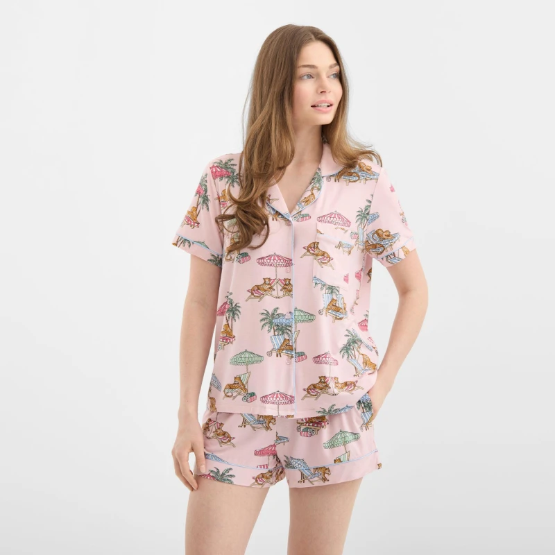 Image of Chelsea Peers ChelsP Modal S PJSet Ld62 Short Sleeve Pyjama Sets 8 (XS) Pink 33189106310