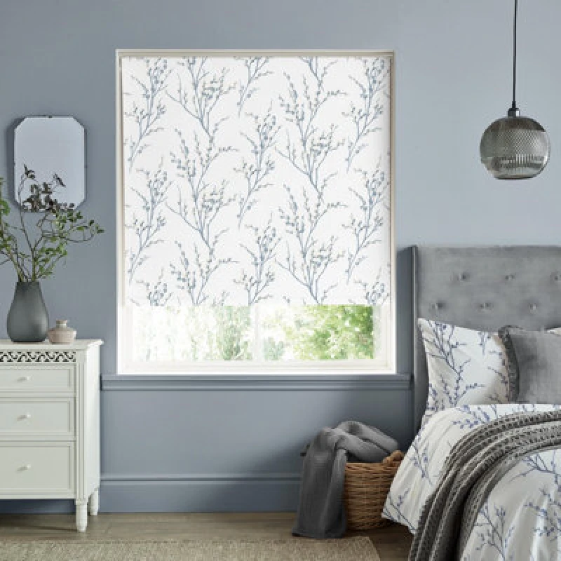 Image of Laura Ashley Pussy Willow Thermal Blackout Ready Made Roller Blind Off White-Seaspray