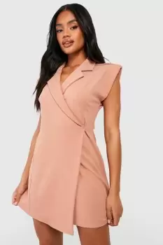 Image of Jersey Crepe Sleeveless Wrap Front Blazer Dress