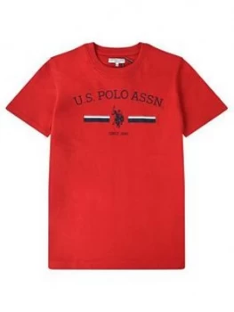 Image of U.S. Polo Assn. Boys Stripe Rider Print T-Shirt - Red