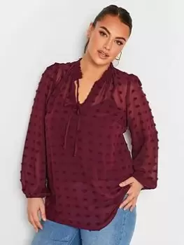 Image of Yours Yours Dobby Blouse Wine, Red, Size 16, Women