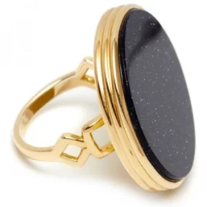 Image of Ladies Lola Rose Gold Plated Blue Sandstone Garbo Circle Ring