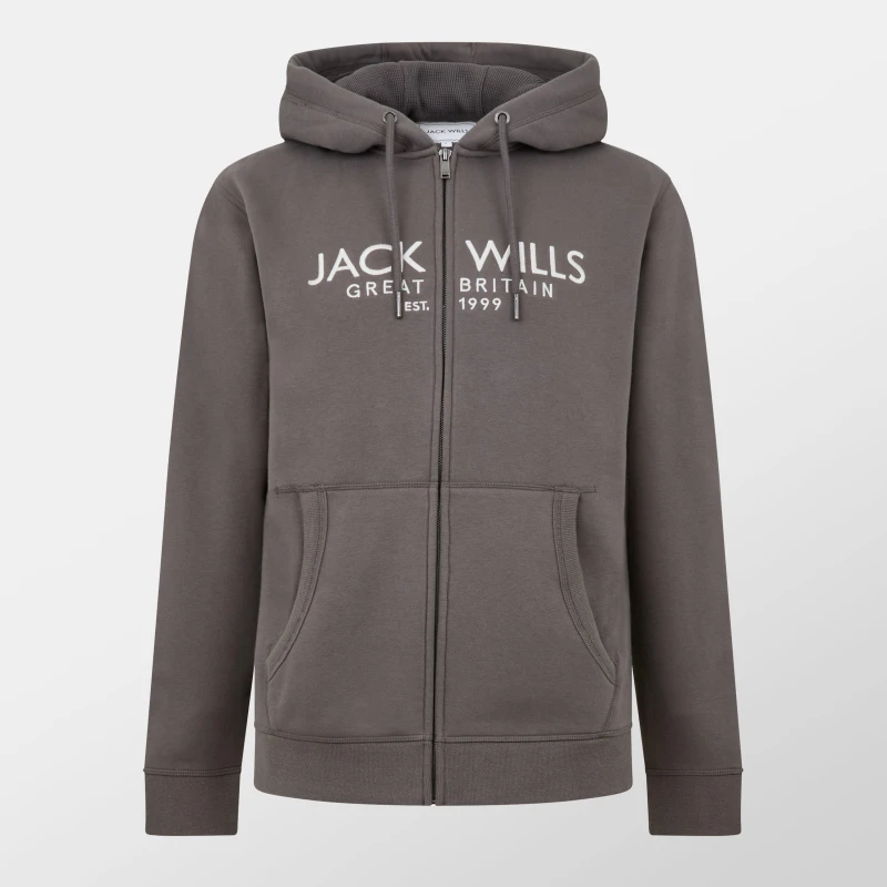 Image of Jack Wills Pinebrook Graphic Zip Hoodie Mens Slate male S