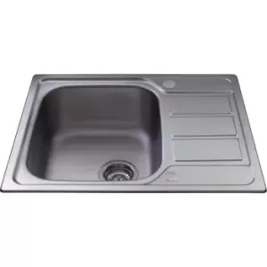 Image of Single Bowl Inset Chrome Stainless Steel Kitchen Sink with Reversible Drainer - CDA
