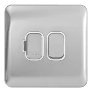 Image of Schneider Electric Lisse Screwless Deco - Switched Single Fused Connection Unit, 13A, Double Pole, GGBL5010WPC, Polished Chrome with White Insert