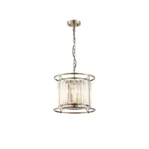 Image of Guilford Ceiling Pendant, Semi Ceiling Lamp Convertible, 3 Light E14, Antique Brass, Clear