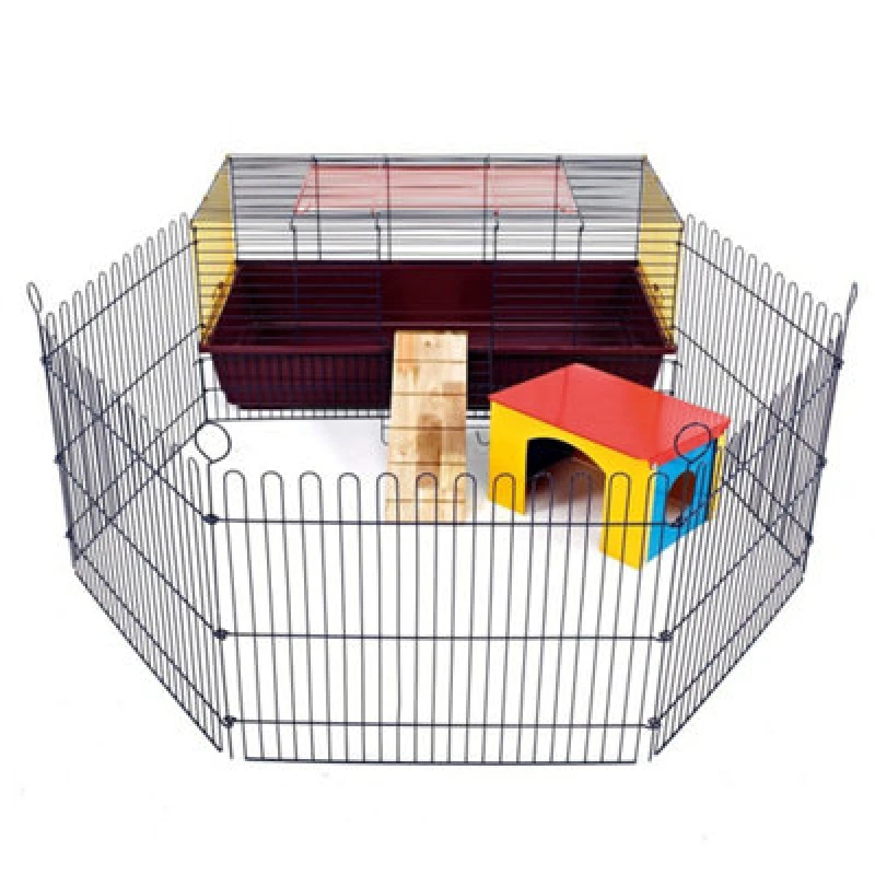 Image of Little Friends Indoor Rabbit 100 Cage With Run: Ideal For Rabbits & Guinea Pigs